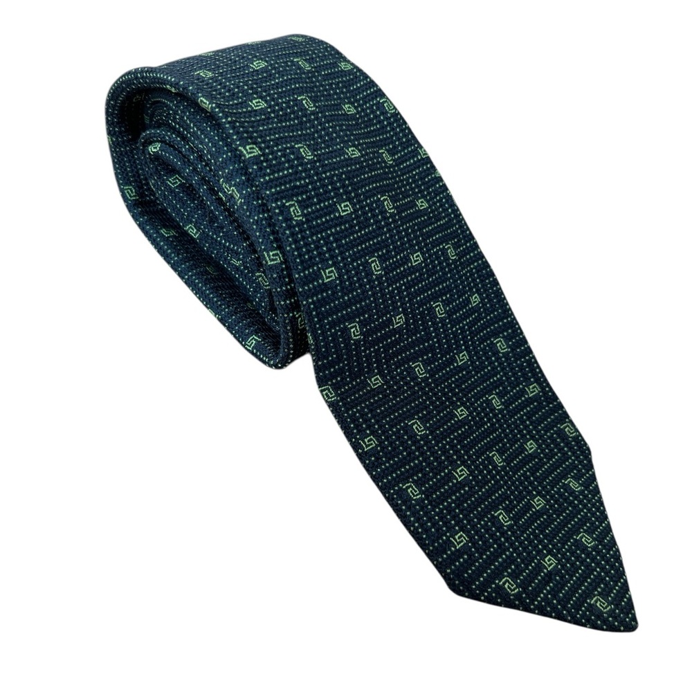 Versace Silk Tie Navy Blue & Green
